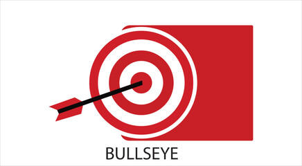 Bullseye Target: An iconic red bullseye, perfectly centered with an arrow, embodies precision, focus, and the achievement of objectives in this clean and sharp graphic.