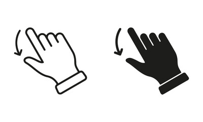 Obraz premium Two hand icons, one light and one dark, showing a swipe gesture. 
