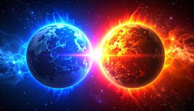 futuristic illustration of an exploding planets