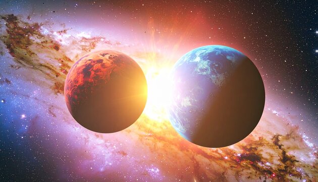 futuristic illustration of an exploding planet