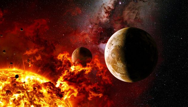 futuristic illustration of an exploding planet