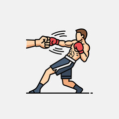 Boxer throwing a punch at a gloved hand in a boxing stance.