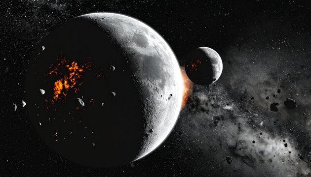 futuristic illustration of an exploding planet