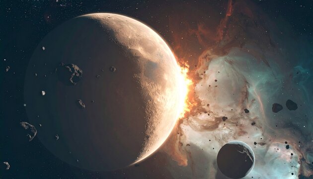 futuristic illustration of an exploding planet