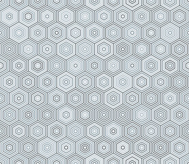 Hexagon Background. Simple stacked hexagons. Blue color tones. Hexagonal shapes. Tileable pattern. Seamless vector illustration.