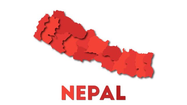 Nepal map showing regions. Animated country map with title. 4k resolution animation.