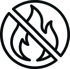 No fire sign vector icon isolated on white background