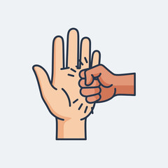 Obraz premium Two hands interact one fist clasped within the other showing a gesture.