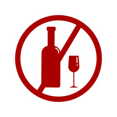 No alcohol sign, prohibiting wine and spirits.
