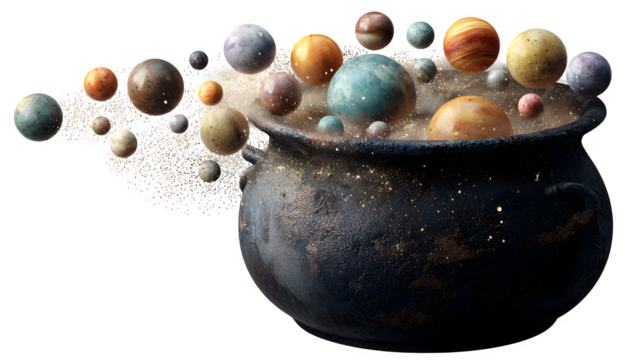 Planetary cauldron brew, isolated on transparent background