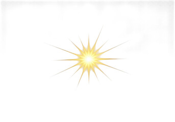 Bright star burst light effect isolated on transparent background