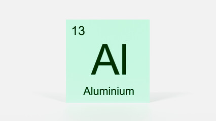 Aluminium Element 3D Render - Periodic Table Box with Atomic Number 13, Scientific Education, Chemistry Classroom, Modern Science Poster, and Laboratory Wall Art