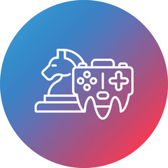 Game Strategy Line Gradient Circle Background Icon