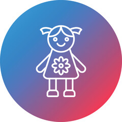 Doll Line Gradient Circle Background Icon