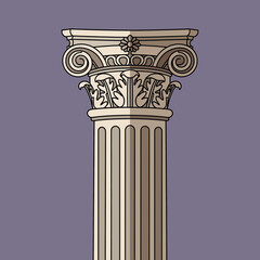 Obraz premium A classical column with ornate capital and fluted shaft.