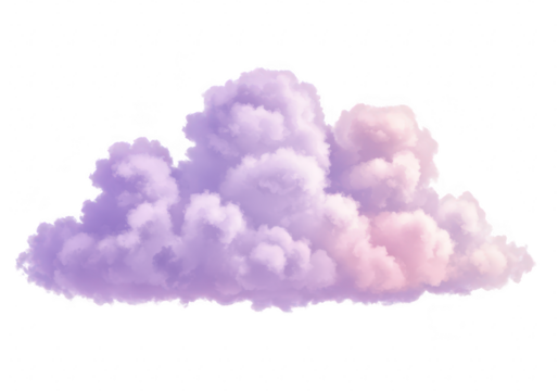 A fluffy purple and pink cloud isolated on transparent background