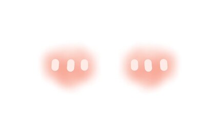 Animated cartoon loop video footage with blush pink on the cheeks resembling a shy, cute, and adorable face effect in anime or cartoon style. Comics, stickers, t-shirts, mugs, banners, posters.