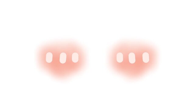 Animated cartoon loop video footage with blush pink on the cheeks resembling a shy, cute, and adorable face effect in anime or cartoon style. Comics, stickers, t-shirts, mugs, banners, posters.