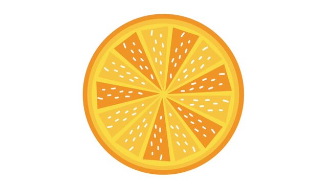 Cartoon animation video loop design elements with orange icon. Yellow, orange, wheel, round.