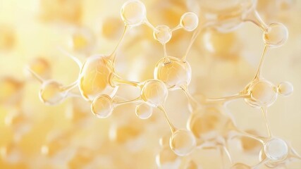 金色球体を用いた分子構造のクローズアップ 科学的研究と医療技術における抽象的なつながりを表現 - Powered by Adobe