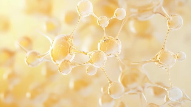 金色球体を用いた分子構造のクローズアップ 科学的研究と医療技術における抽象的なつながりを表現 - Powered by Adobe