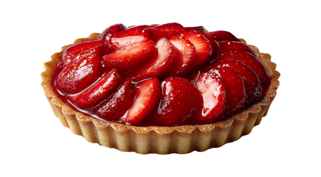 Perfectly Baked Whole Round Strawberry Pie, isolated on transparent background, PNG