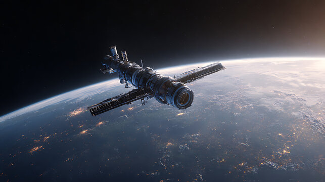 AI managing a space station orbiting a distant exoplanet