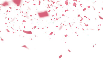 Pink confetti falling isolated on transparent background