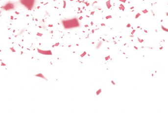 Pink confetti falling isolated on transparent background