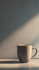 A minimalist coffee cup on a textured surface.