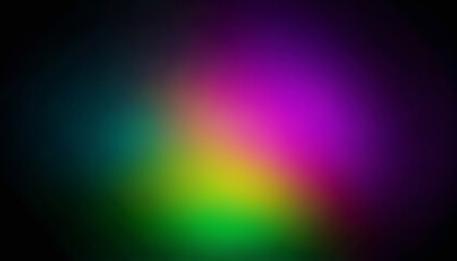 Magenta green yellow light ultraviolet defocused radiance soft texture on dark black empty space Abstract background. Neon blur glow. Color light overlay. Space for text.