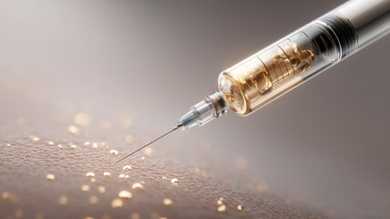 mesotherapy needle delivering vitamins into skin, minimal illustration 