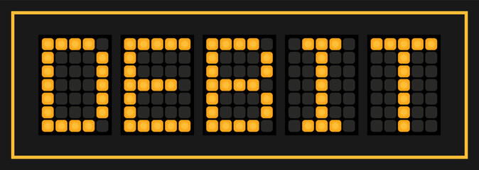 Orange color led banner in word debit on black background