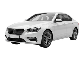 Naklejka premium Modern white sedan car isolated on transparent background