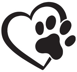 Fototapeta premium Heart with paw print symbol of animal love and care