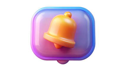 Fototapeta premium 3D Rendering of a Golden Bell Icon with a Soft Gradient Background, Signaling Notifications and Alerts 