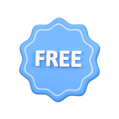 Free promotional label isolated 3d render icon illustration