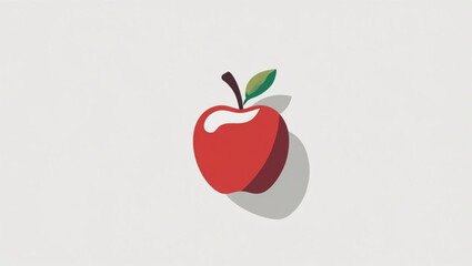 Obraz premium Red apple icon with long shadow in a flat design style