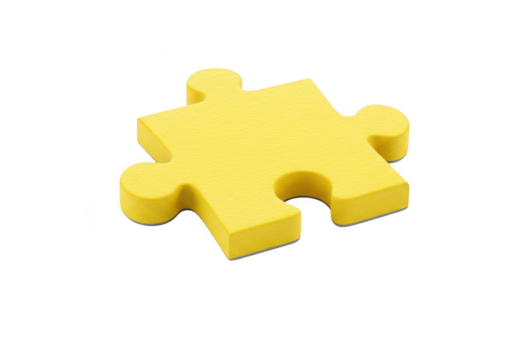 Yellow puzzle piece isolated on transparent background - Powered by Adobe