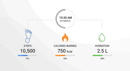 Health Monitoring Data Showing Daily Activity And Personal Progress