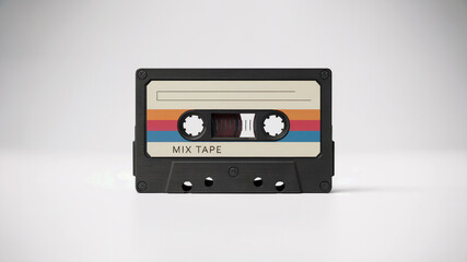 Fototapeta premium Vintage Retro Audio Cassette Tape with Color Stripes – Mix Tape