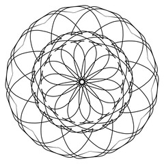 Fototapeta premium Black and white line art used in tattoos or as a screen print on fabric or tiles.