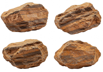 Rough brown rock isolated on transparent background