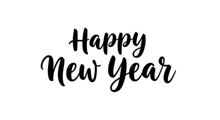 Elegant black script text happy new year greeting on white background
