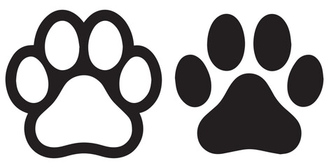 Two paw prints one outline one solid black