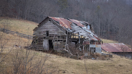 Old barn in the woods.