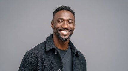 Obraz premium Smiling Black Man Portrait - Happy, Confident, Professional