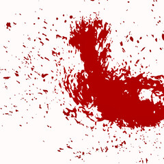 Red paint splashes, splatters, and drips stain a vibrant grunge backdrop, forming a dynamic vector illustration for a dirty art texture design