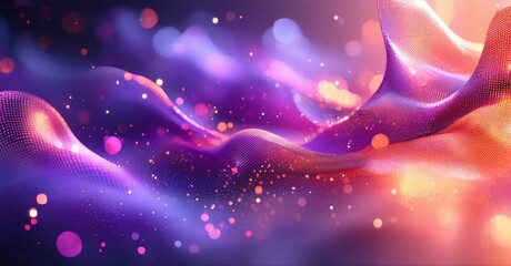 Abstract flowing shapes, vibrant colors, dynamic light effects. Soft gradients create mesmerizing visual texture.