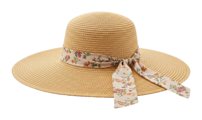 Stylish straw hat for sun protection beachside product outdoor fashion accessory. Cut out png
